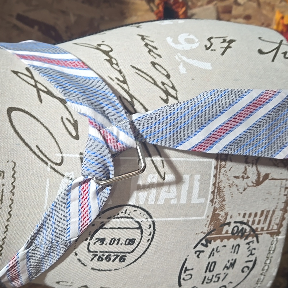 Upcycled Striped Necktie Belt with Red and Blue Accents - Picture 2 of 3